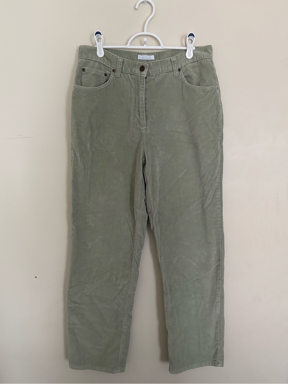 Charter Club Laura Fit Full Length Light Green Corduroy Pants Women’s Size 10